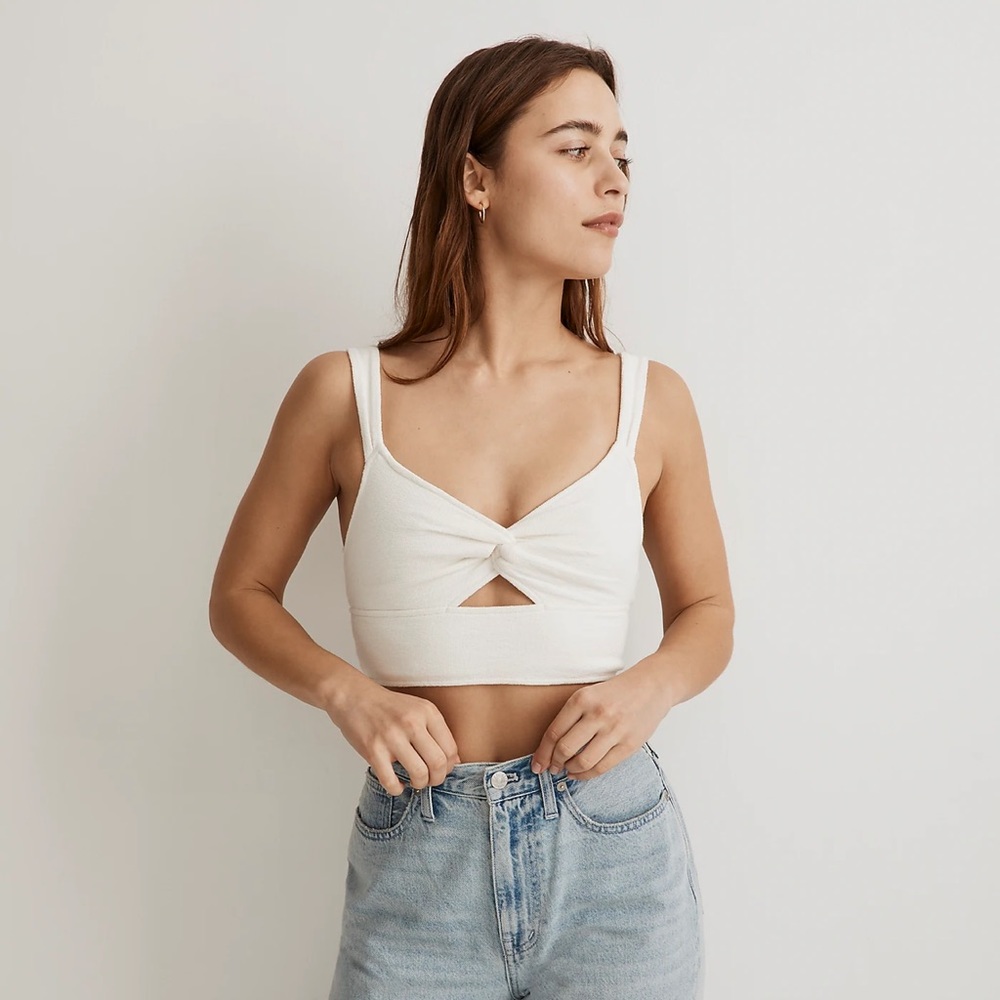 NWT Cutout Knot-Front Crop Tank Top
